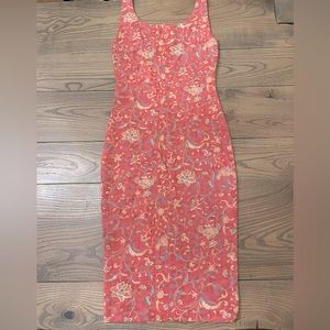 Used Peruvian Connection Artemis Floral Sheath Tank Dress Stretch Barbiecore